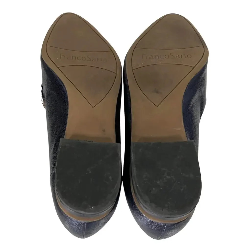 Franco Sarto Starland Blue Pebbled Leather Pointed Toe Loafers Flats Womens 10M